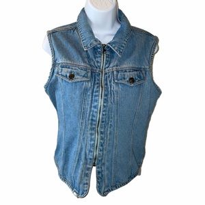 Vintage denim zip vest